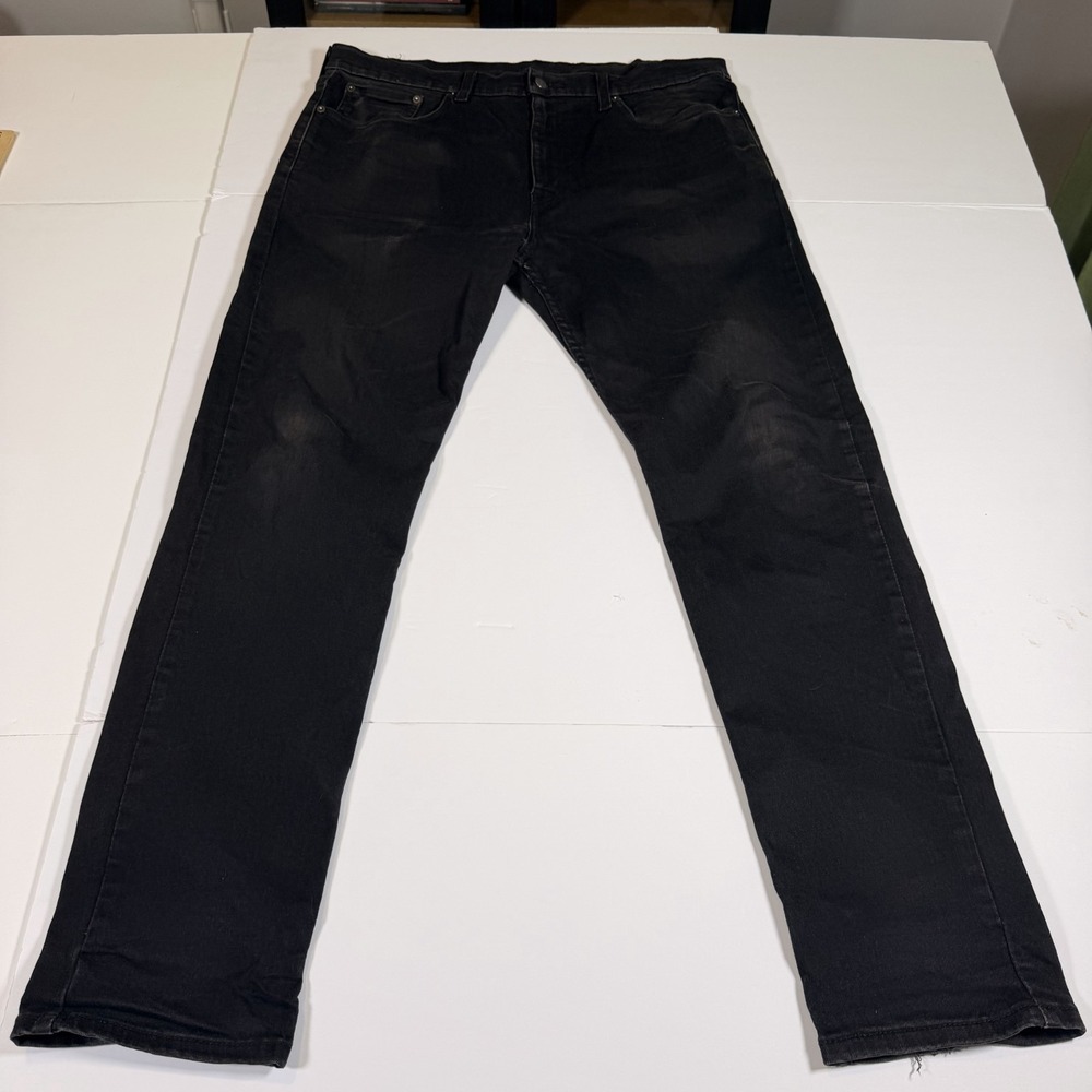 Levi's 502 Jeans Mens 36x32 Black Denim Red Tab Grunge Americana‎ Straight Leg